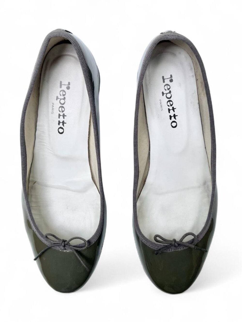 Repetto Camille Patent Leather Heels in Olive Green - Size 39.5 EU/8-8.5 US